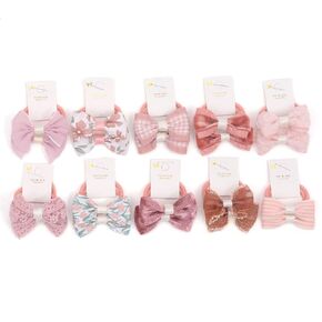 Boutique Baby Bow Hair Accessories - 20 Pcs 1.2 Inch Elastics Ponytail Holders with Bows for Toddlers and Little Girls (Set-A)