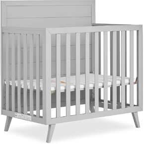 Lexington 4-in-1 Convertible Mini Crib in Pebble Grey, JPMA & Greenguard Gold Certified, Made with Sustainable New Zealand Pinewood, Non-Toxic Finishes