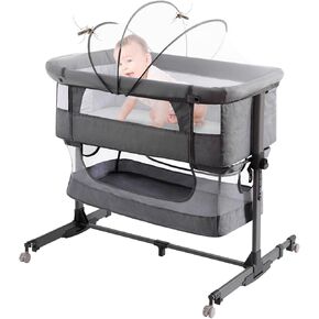 3 in 1 Baby Crib Bedside Crib,Baby Bassinet with Breathable Net,Adjustable Portable Bed for Infant/Baby,Pink, 10.0 kilograms