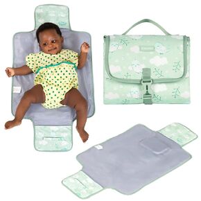 BabbleRoo Baby Changing Pad - Comfortable Portable Changing Pad, Compact, Fits in Any Diaper Bag - Lightweight and Soft with Cute Designs, Convenient Pockets, Extra Head Support - Sea Animals