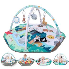 Lilian&Gema Baby Play Gym Mat, Baby Tummy Time Mat with 6 Detachable Sensory Toys, Baby Activity Play Mat for Stage-Based Sensory & Motor Skill Development, Baby Gift for Newborn Infant
