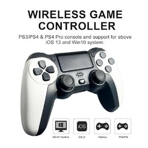 MAGIC BLOCK Wireless Controller, Dual Vibration Game Controller Compatible with P3,P4/P4 Slim/P4 Pro, Windows, iOS, Android with 6-Axis Motion Sensor/600mAh Battery(White)