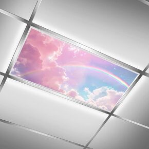 2PCS Fluorescent Light Covers for Classroom Ceiling Lights, Magnetic Light Covers,Fluorescent Light Filters for School Home Office Drop Ceiling Lamp Decor Light Filters