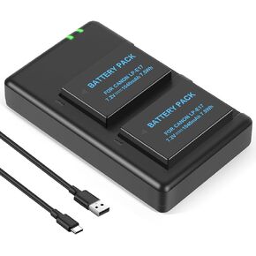 LP-E17 Battery (2-Pack) and Dual USB Charger for EOS RP R10 R8 R50, Rebel T8i, T7i, T6i, T6s, SL2, SL3, EOS M3, M5, M6,M6 Mark II, EOS 200D, 77D, 750D, 760D, 800D, 8000D, Digital SLR Camera