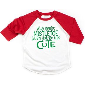 Kids Christmas Shirt, Who Needs Mistletoe When You're This Cute