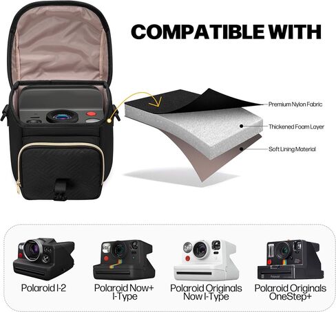 Camera Sling Bag Compatible with Polaroid Now 2nd Instant Camera, Crossbody Bag with Adjustable Strap, Light Tan in Saudi Arabia
