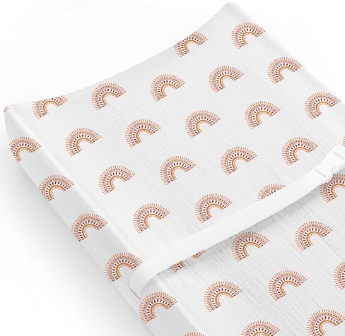 Changing Pad Cover for Baby Boy Girl 2 Pack, Muslin Changing Table Pad Covers with Boho Style, Neutral Nursery Bedding Essentials Soft and Breathable(Dusty Rose & Flower-A) in Kuwait