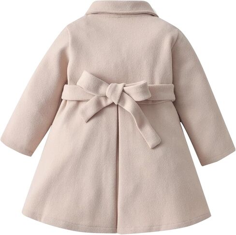 Happy Cherry Toddler Girls Double Breasted Dress Coat Classic Wool Peacoat Button Winter Trench Coat for Kids in Kuwait