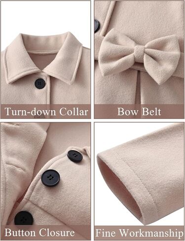 Happy Cherry Toddler Girls Double Breasted Dress Coat Classic Wool Peacoat Button Winter Trench Coat for Kids in Kuwait