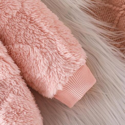 Dcohmch Newborn Baby Girl Winter Clothes Snowsuit Hooded Romper Long Sleeve Fleece Jumpsuits Infant Warm Bear Onesie in Saudi Arabia