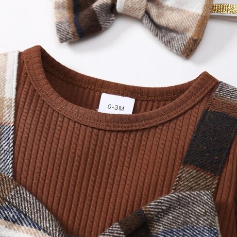 Newborn Baby Girl Plaid Outfits Long Sleeve Ruffle Jumpsuit One Piece Romper Infant Fall Winter Clothes in Kuwait