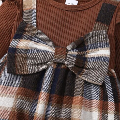 Newborn Baby Girl Plaid Outfits Long Sleeve Ruffle Jumpsuit One Piece Romper Infant Fall Winter Clothes in Kuwait