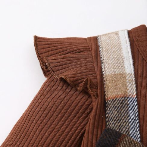 Newborn Baby Girl Plaid Outfits Long Sleeve Ruffle Jumpsuit One Piece Romper Infant Fall Winter Clothes in Kuwait