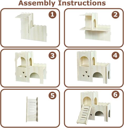 Wood Hamster Hideout House Habitat Wooden Maze Hide Hut with Platform Cage Accessories Toys for Syrian Dwarf Gerbils Mouse Mice Rat Other Small Animals etc. (03 Palisade House) in Kuwait