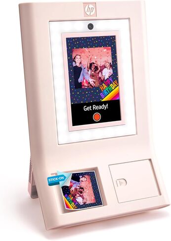طابعة صور ملونة فورية من HP Sprocket - شاشة لمس 10.1 بوصة، ضوء حلقة LED - تخصيص مع أكثر من 250 إطارًا ممتعًا، طباعة على ورق زنك 3×4 أو المشاركة عبر رمز الاستجابة السريعة، تطبيق إخطار الهاتف المحمول - أبيض in Kuwait