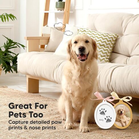 Baby Christmas Ornaments for Girls, Boys - Inkless Baby Hand and Footprint Kit, Two-sides Baby Footprint Kit,Personalized Baby Gifts Photo Frame,Newborn Baby Keepsake Ornament Kits (Oval/Alpine White) in Kuwait