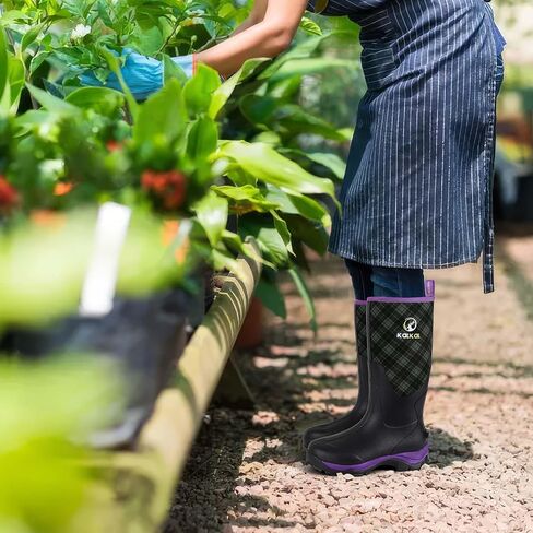 Kalkal Rubber Boots for Women, Sturdy Insulated Womens Waterproof Boots, Lightweight Anti-slip Tall Mud Rain Boots for Outdoor Gardening Farming Hunting (Size 6-11) in Saudi Arabia