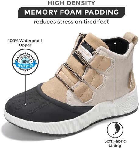 Project Cloud Waterproof Boots for Women - Memory Foam Winter Boots for Women, Non-Slip Snow Boots & Winter Shoes, Womens Boots Shoes Women Footwear - Women Boots Shoe Lace in Kuwait