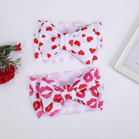 KIDOCHEESE Baby Girl Headbands Red Green Big Bows Elastics Nylon Hairbands Oversized Head Wraps Hair Accessories for Baby Girls Newborn Infant Toddlers Kids in Kuwait
