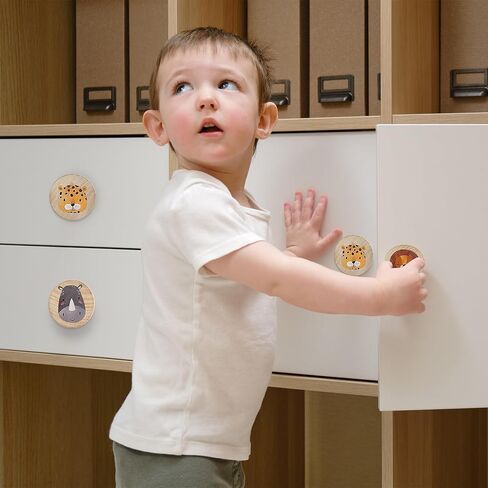 مقابض أدراج خزانة من الخشب الحيواني، مقابض أدراج خشبية مزخرفة فريدة من نوعها لخزائن الأطفال (8، لون السجل 1) in Kuwait