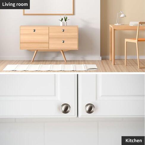 Cabinet Knobs 25 Pack Silver Hardware, 1.3 Inch (33mm) Kitchen Cabinets Drawers Round Handles Dresser Cupboard Knobs Hole Home Bathroom Hardware Sturdy Cabinet Door Knobs in Saudi Arabia