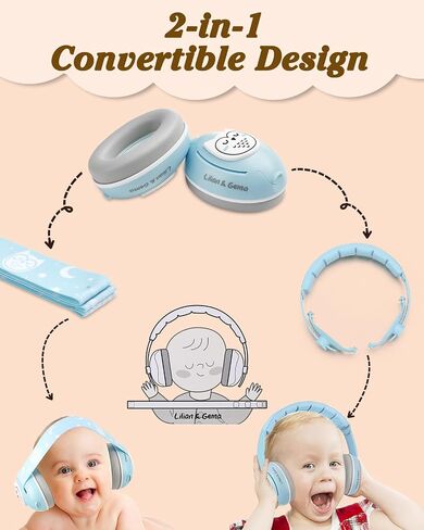 Lilian&Gema 2-in-1 Baby Ear Muffs Noise Protection, Noise Cancelling Headphones for Baby & Toddler up to 4 Years in Saudi Arabia