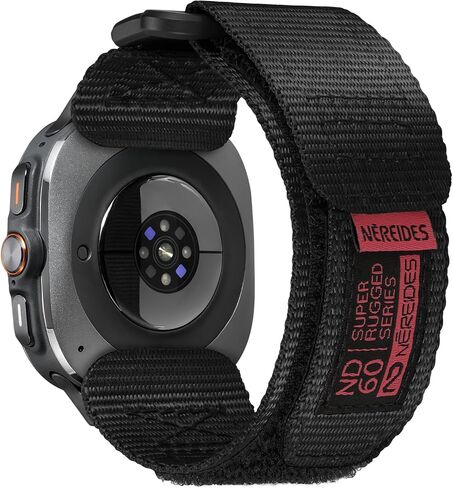 Nereides Rugged Nylon Band for Samsung Galaxy Watch Ultra 2/1 (2026/2025/2024) 47mm, One-Click No Gap Woven Fabric Strap, Adjustable Sport Wristband for Men Women (Black) in Kuwait