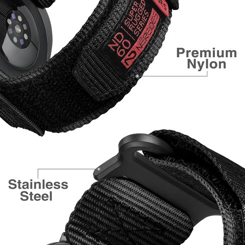 Nereides Rugged Nylon Band for Samsung Galaxy Watch Ultra 2/1 (2026/2025/2024) 47mm, One-Click No Gap Woven Fabric Strap, Adjustable Sport Wristband for Men Women (Black) in Kuwait