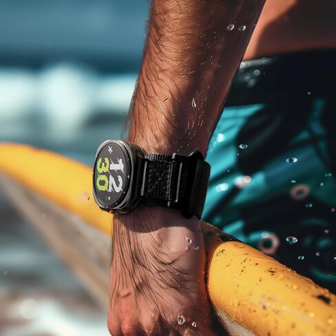 Nereides Rugged Nylon Band for Samsung Galaxy Watch Ultra 2/1 (2026/2025/2024) 47mm, One-Click No Gap Woven Fabric Strap, Adjustable Sport Wristband for Men Women (Black) in Kuwait