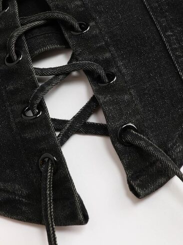 CIDER Women's Denim Lace Up Corset Crop Tube Top in Saudi Arabia