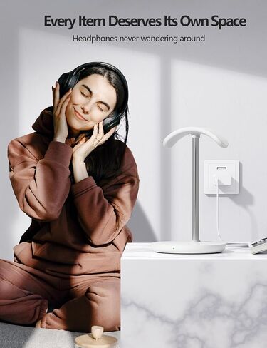 حامل سماعة رأس ميرودي مع شاحن لاسلكي، منفذ شحن USB مستقل، حامل سماعة رأس 5 في 1 لمحطة شحن AirPods Max/Pro/4/3/2، iWatch، iPhone، Samsung وسماعات المكتب، أسود in Kuwait
