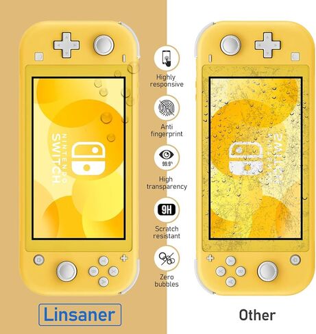 1-Piece Tempered Glass Screen Protector, Custom-Made for Nintendo Switch Lite HD,Anti-Scratch,Clear and Transparent,Fingerprint-Resistant, Bubble-Free Installation,Fit for Switch Lite in Saudi Arabia
