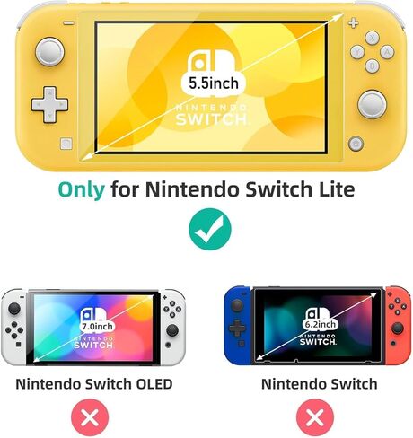 1-Piece Tempered Glass Screen Protector, Custom-Made for Nintendo Switch Lite HD,Anti-Scratch,Clear and Transparent,Fingerprint-Resistant, Bubble-Free Installation,Fit for Switch Lite in Saudi Arabia