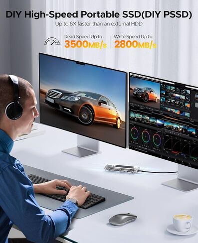 ORICO 2 تيرابايت SSD خارجي، محرك أقراص الحالة الصلبة المحمول يصل إلى 3500 ميجابايت/ثانية، مع PCIe 4.0 2280 NVMe M.2 SSD قابل للإزالة، متوافق مع Thunderbolt 3 & 4 USB4/3.2 Type-C (PSSD-J20) in Saudi Arabia