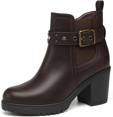 DECARSDZ Women's Ankle Boots Elastic Slip-On Chunky Heel Platform Fashion Booties Shoes in Kuwait