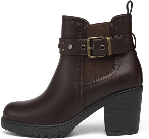 DECARSDZ Women's Ankle Boots Elastic Slip-On Chunky Heel Platform Fashion Booties Shoes in Kuwait