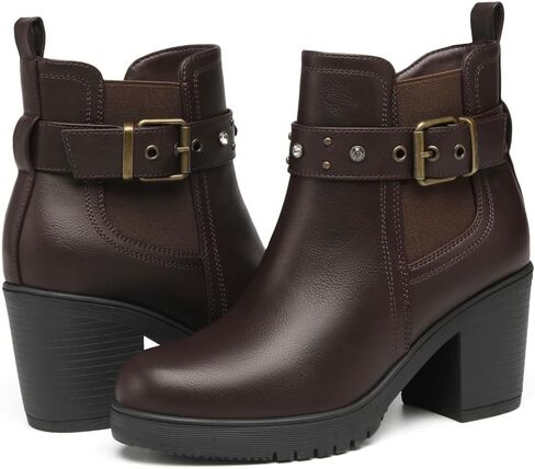 DECARSDZ Women's Ankle Boots Elastic Slip-On Chunky Heel Platform Fashion Booties Shoes in Kuwait