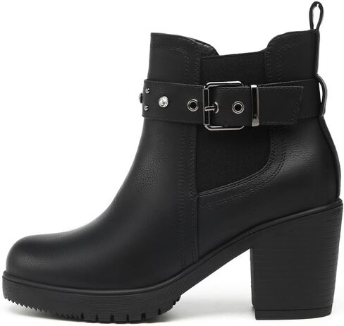 أحذية DECARSDZ النسائية للكاحل مرنة سهلة الارتداء بكعب مكتنز وأحذية طويلة أنيقة in Kuwait