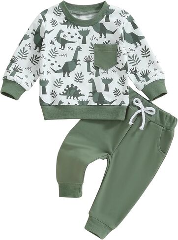 Baby Boy Fall Clothes Set Long Sleeve Crewneck Sweatshirts Pants Cute Infant Newborn Outfits 6 12 18 24 Months 2T in Saudi Arabia
