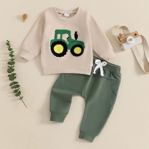 FYBITBO Infant Toddler Baby Boys Fall Clothes Long Sleeve Shirts Tops and Pants Farm Tractor Outfits Winter Clothing Sets in Saudi Arabia