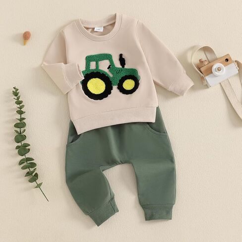 FYBITBO Infant Toddler Baby Boys Fall Clothes Long Sleeve Shirts Tops and Pants Farm Tractor Outfits Winter Clothing Sets in Saudi Arabia