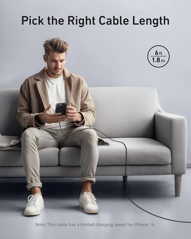 Anker Flow Cable, USB-A to Lightning Cable, Durable and Fast 3 ft Fast Charging USB 2.0 Cable, for iPhone 14/13 / 12 / iPad Air/Mini/Pro, iPod Nano, AirPods, and More (Cord Organizer Included) in Saudi Arabia