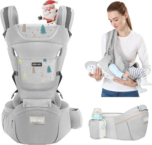 Baby Carrier Newborn to Toddler - Debark Baby Carrier with Hip Seat, 6 in 1 Lightweight and Detachable Infant Carrier for Babies from 0-36 Months, Ideal for Hands-Free Parenting (Grey) in Saudi Arabia