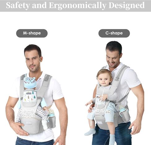 Baby Carrier Newborn to Toddler - Debark Baby Carrier with Hip Seat, 6 in 1 Lightweight and Detachable Infant Carrier for Babies from 0-36 Months, Ideal for Hands-Free Parenting (Grey) in Saudi Arabia