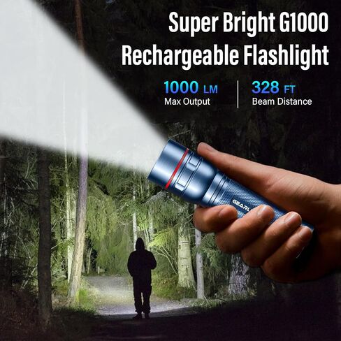Rechargeable Flashlights High Lumens, G1000 Super Bright Flash Light Pink, Small Zoomable LED Flashlight with 3 Lighting Modes, Portable Tactical Flashlight for Camping Essentials, Gift for Women in Saudi Arabia
