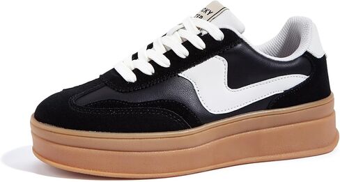 LUCKY STEP Women's Platform Fashion Sneakers Thick Sole | Suede Genuine Leather Classic Gum Sole Low Top l Casual Walking Shoes in Saudi Arabia