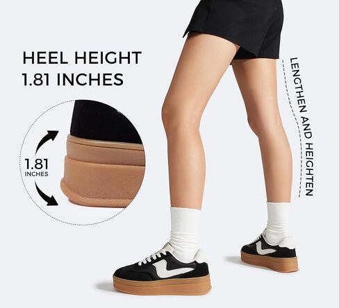 LUCKY STEP Women's Platform Fashion Sneakers Thick Sole | Suede Genuine Leather Classic Gum Sole Low Top l Casual Walking Shoes in Saudi Arabia