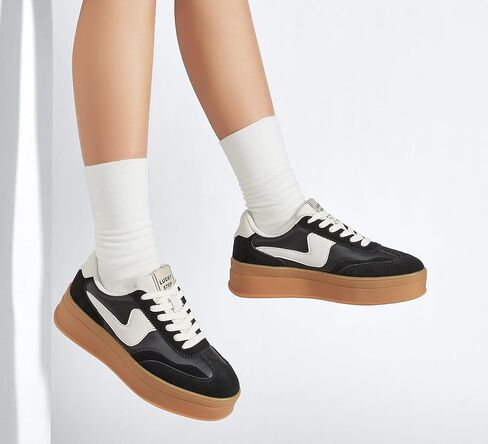 LUCKY STEP Women's Platform Fashion Sneakers Thick Sole | Suede Genuine Leather Classic Gum Sole Low Top l Casual Walking Shoes in Saudi Arabia