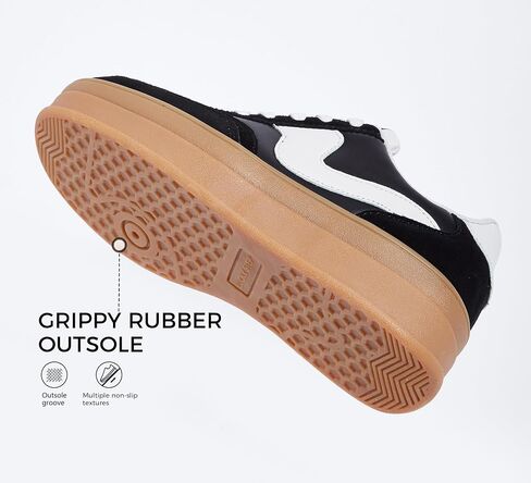 LUCKY STEP Women's Platform Fashion Sneakers Thick Sole | Suede Genuine Leather Classic Gum Sole Low Top l Casual Walking Shoes in Saudi Arabia