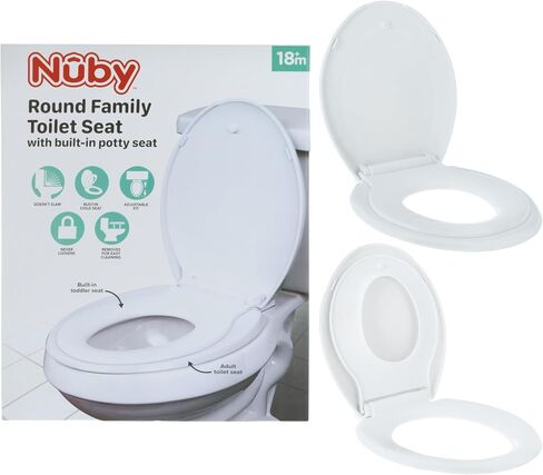Nuby Family Toilet Seat - Built-in Potty Training Toilet Seat - Fits All Elongated Toilets - Secure and Wiggle-Free - Easy to Install and Remove in Kuwait